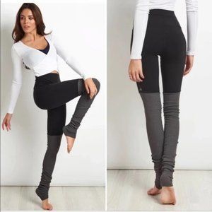ALO YOGA Goddess Two Tone Black Grey Ribbed Leggings Small